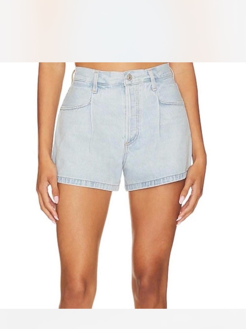 Citizens Of Humanity Light Blue Pleated Denim Shorts